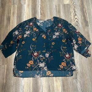 Floral Teal Women's Top
